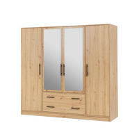 DREHTÜRENSCHRANK VANO 200/190/56cm 4-türig mit Spiegel Eiche Artisan - Eiche Artisan, Holzwerkstoff (200/190/56cm) - MASSENO