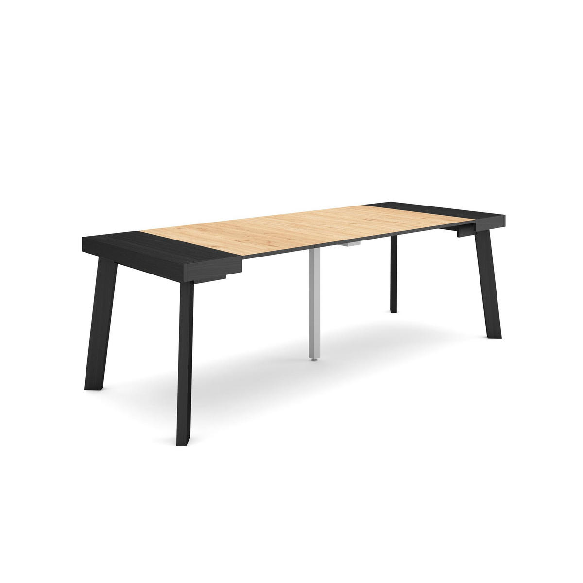 KONSOLENTISCH ausziehbar 58 bis 222cm, für 10 Gäste, schwarz eiche, 90/58/73cm - Eichefarben/Schwarz, Holzwerkstoff (90/222/73cm) - Skraut Home