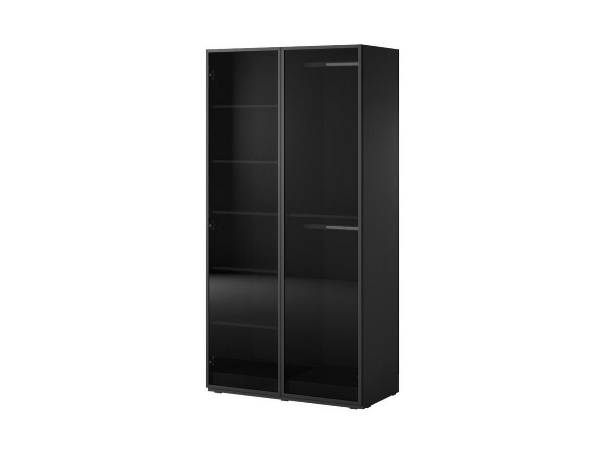 DREHTÜRENSCHRANK ATELIO 202/200/51 cm Modern Kleiderschrank 4-türig Schwarz - Schwarz, Holzwerkstoff (202/200/51cm) - MASSENO