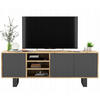 TV-LOWBOARD Apollo Eiche wotan Graphit Matt mit Metallbeinen 150 cm - Graphitfarben/Schwarz, Holzwerkstoff/Metall (150/53/35cm) - Meble Lindner
