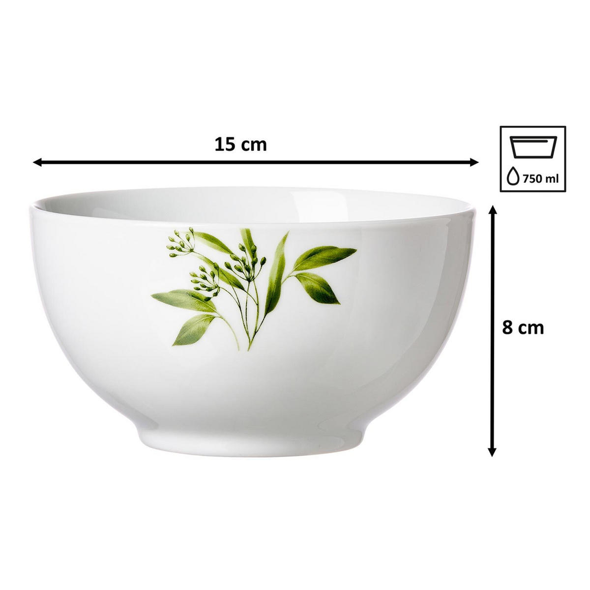 MÜSLISCHALEN Evora weiß-grün ø 15 cm 6er Set - Weiß/Grün, Keramik (15cm) - Ritzenhoff Breker
