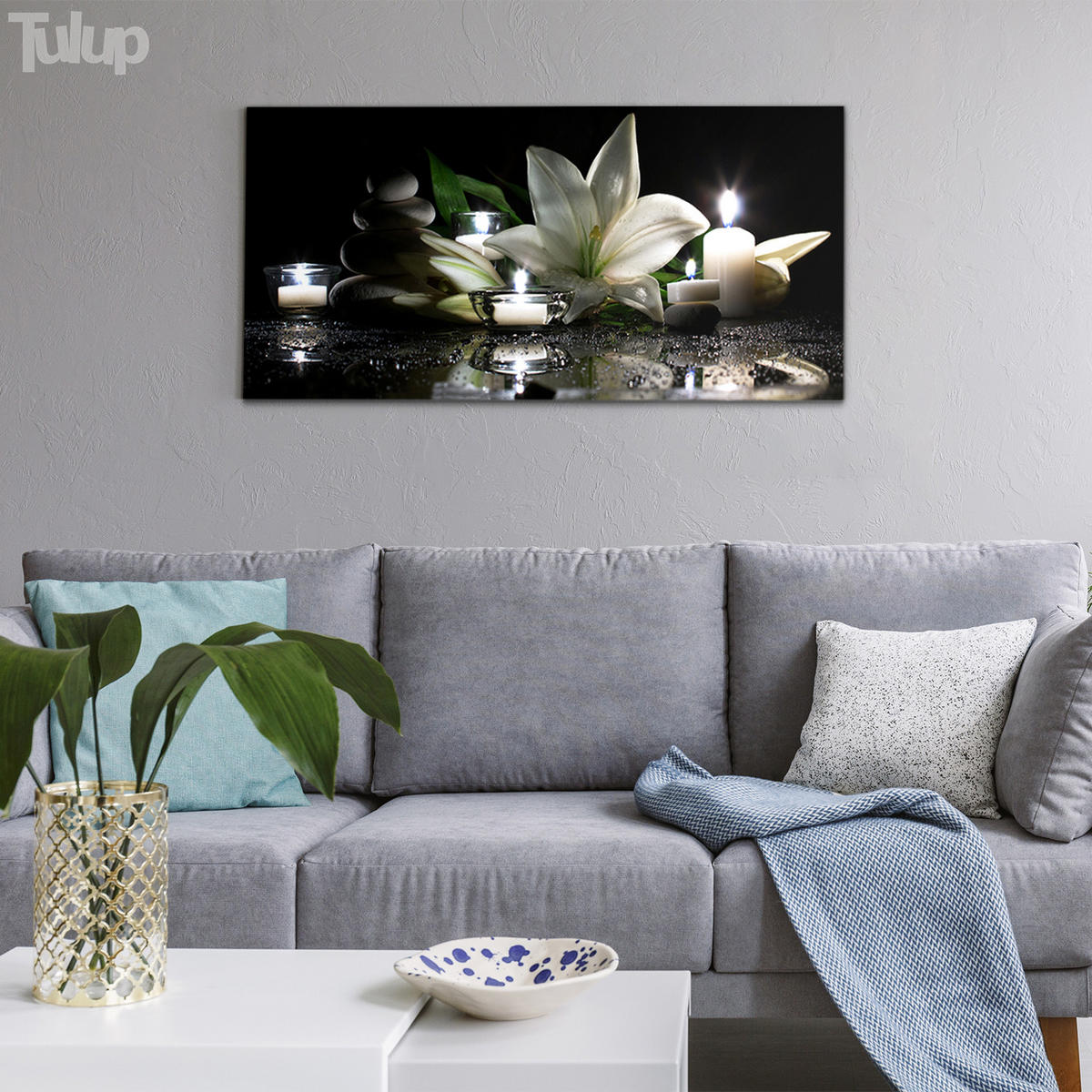 GLASBILD 120x60 cm Lilienblume - Smaragdgrün/Schwarz, Glas (120/60cm) - TULUP