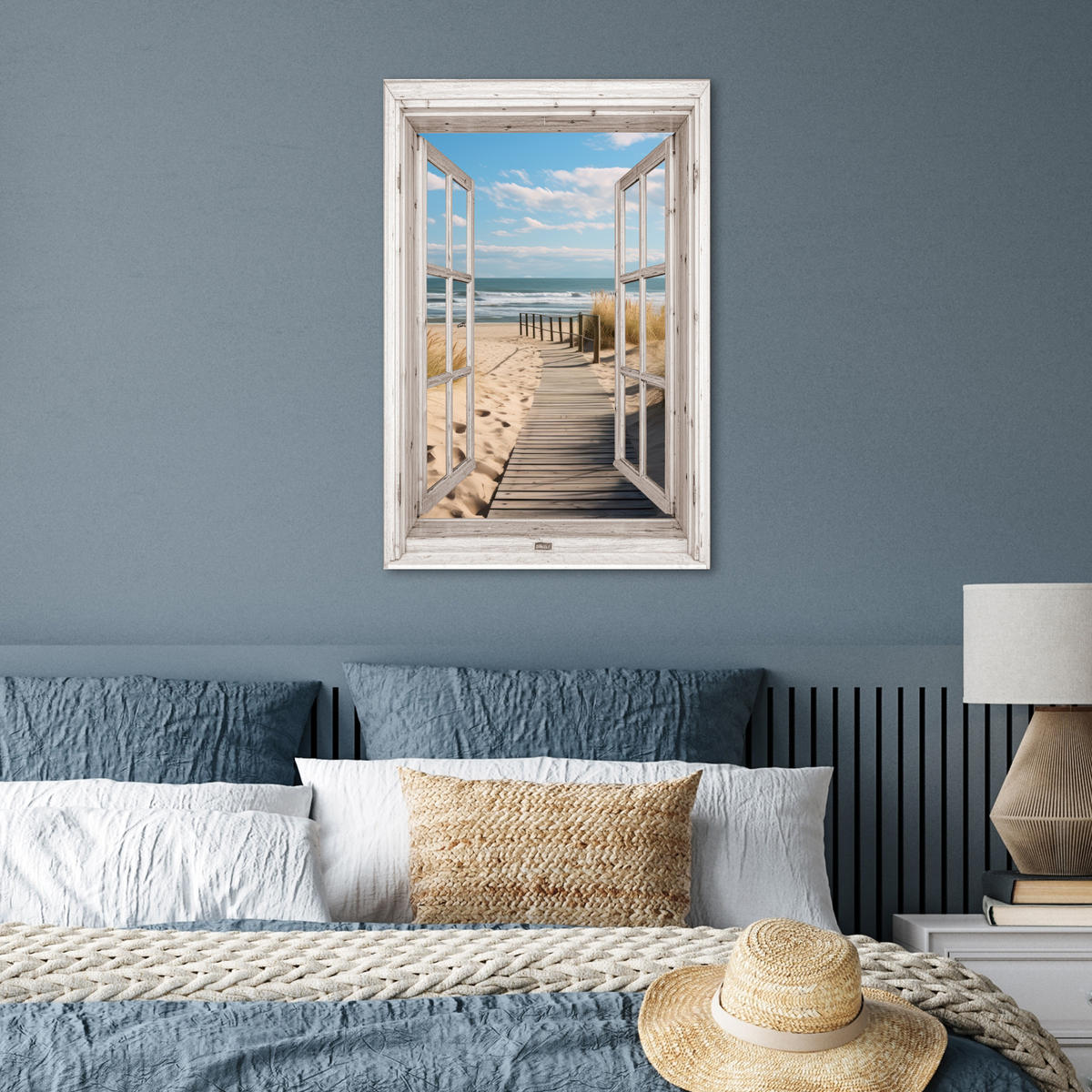 POSTER Fenster - Meer - Küste - Natur - Ausblick - Strand - Wattenmeer 40x60 cm - Beige, Papier (40/60/0.1cm) - MuchoWow