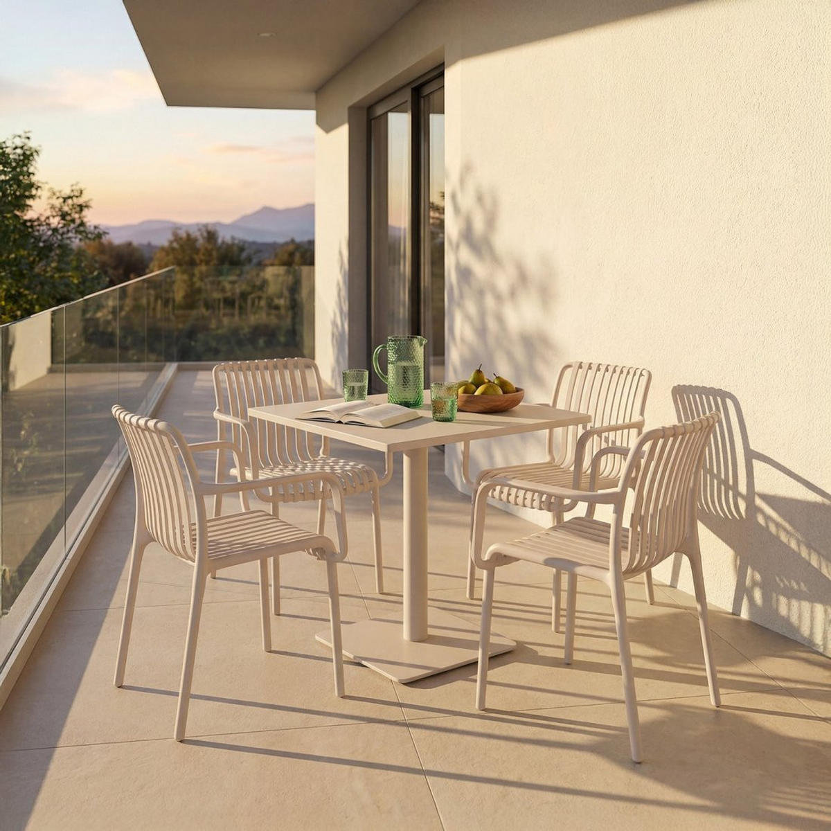 STUHL FÜR DRAUSSEN Ollie Beige 57 cm x 80 cm - Beige, Kunststoff (57/80/61cm) - Klast Home