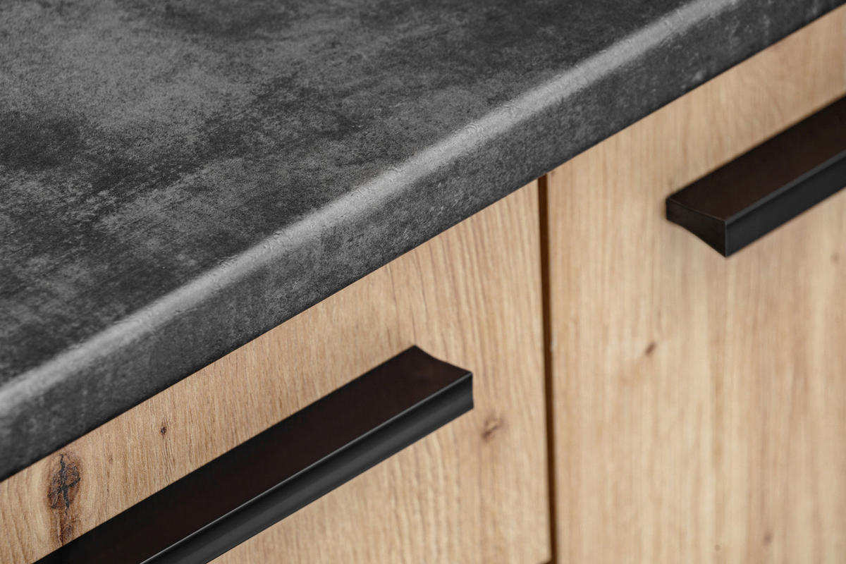 KÜCHENZEILE Eiche Artisan, Grau 7-teilig 220 x 210 cm, Küchenschrank Set mit viel Stauraum - Anthrazit/Eiche Artisan, Holzwerkstoff (220/210/60cm) - Inn.Furn