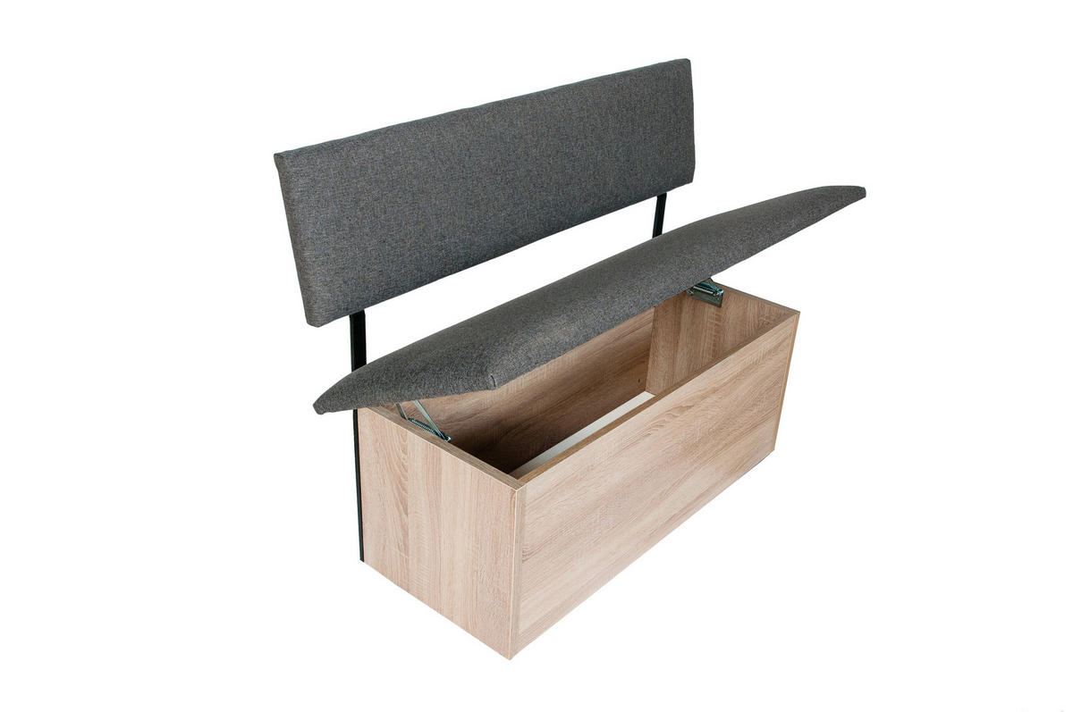 SITZBANK Das Raumwunder - Eichefarben/Grau, Holzwerkstoff/Textil (48/88/125cm) - Kundler Home