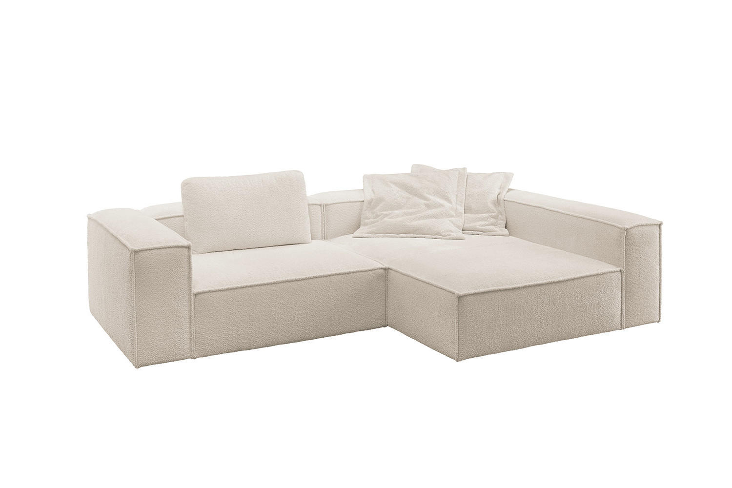 ECKSOFA CARMO Weiß Flachgewebe - Schwarz/Weiß, Kunststoff/Textil (306/191cm) - KAWOLA