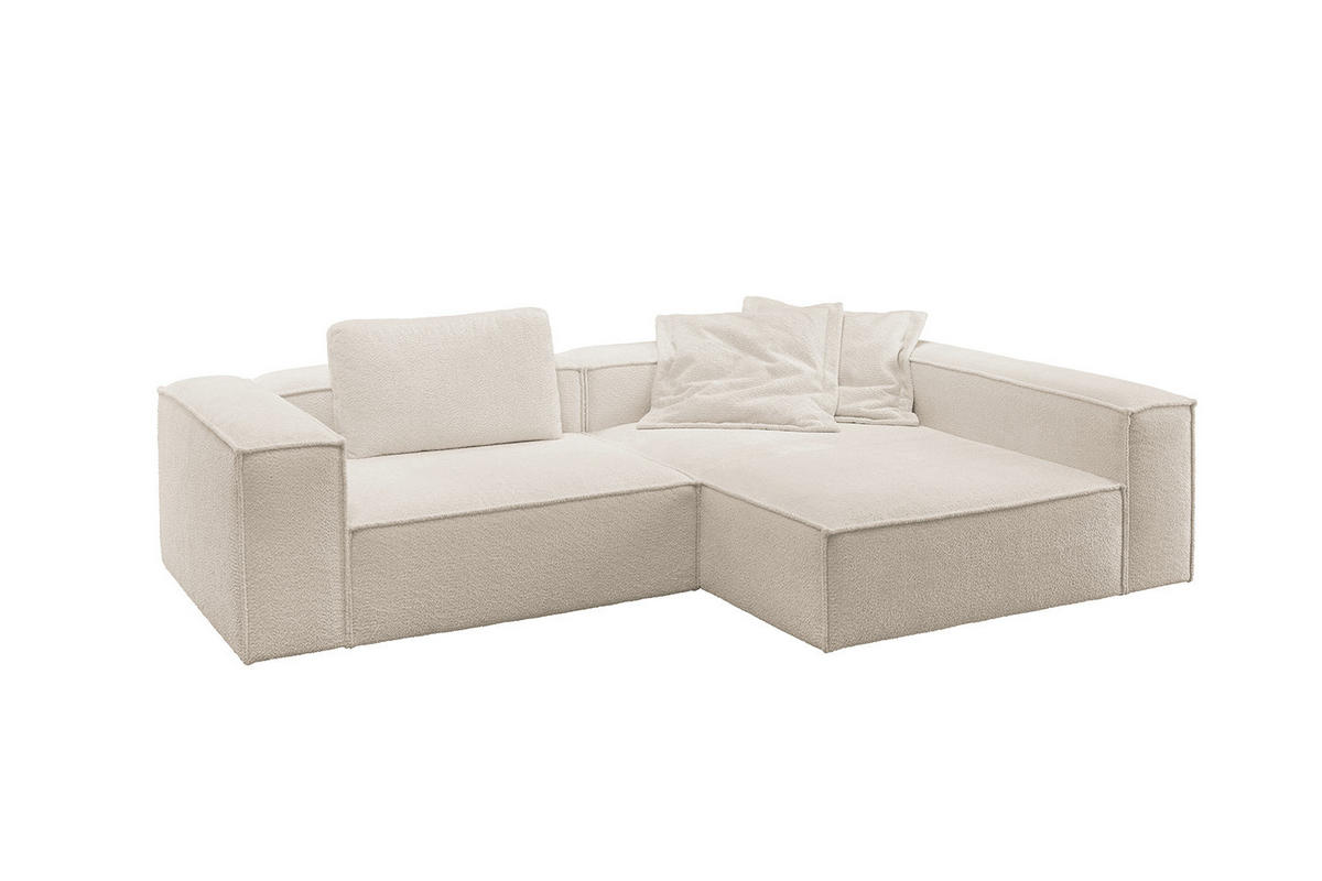 ECKSOFA CARMO Weiß Flachgewebe - Schwarz/Weiß, Kunststoff/Textil (306/191cm) - KAWOLA