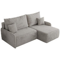 ECKSCHLAFSOFA ARPA L Hellgrau Plüsch - rechts - Hellgrau/Schwarz, Kunststoff/Textil (150/198cm) - MKS