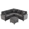 ECKSOFA Chenille mit Schlaffunktion und Hocker, USB-Anschluss/Type-C 205/205/85 cm Grau - Grau, Textil (205/205cm) - Redom