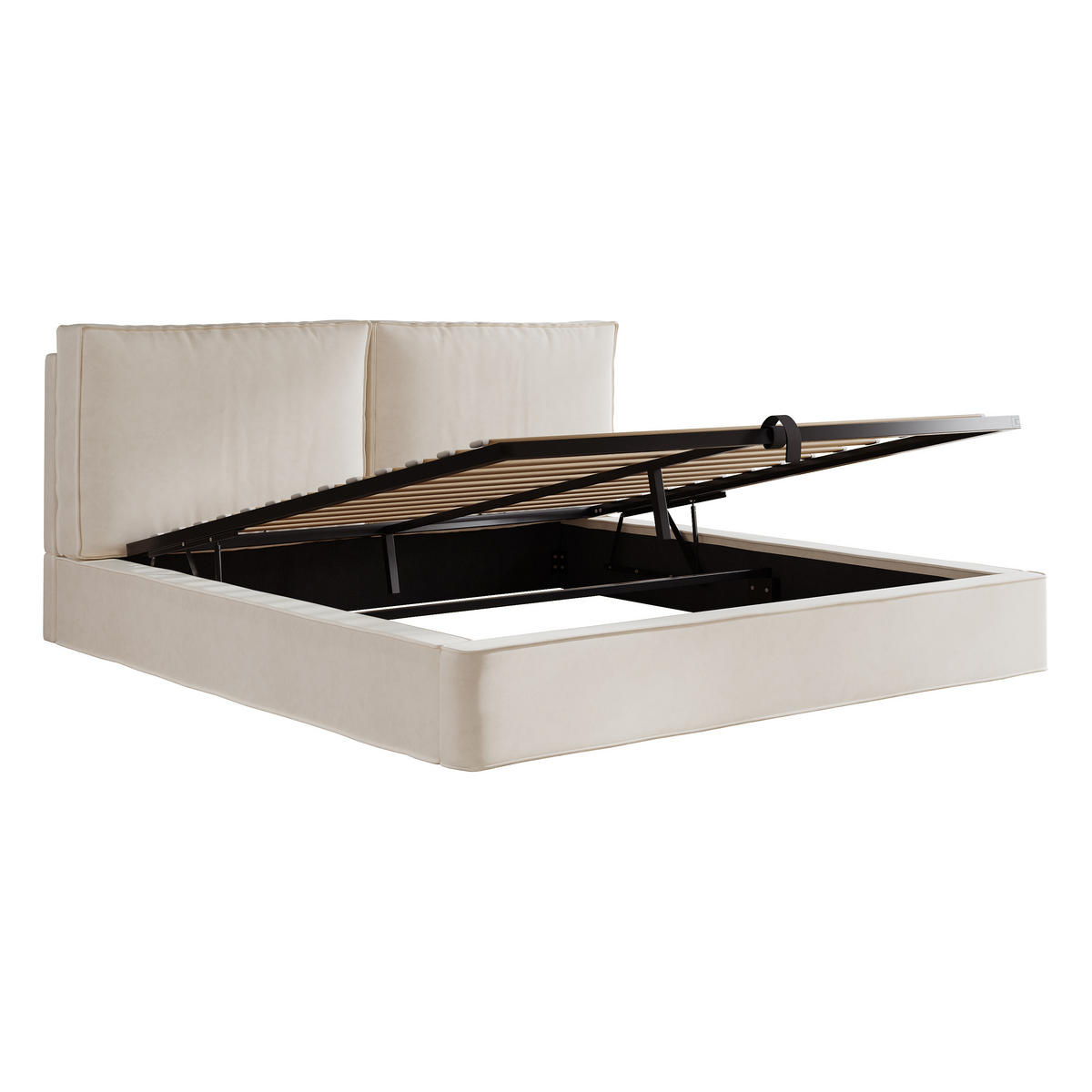 POLSTERBETT 180/200 cm in Beige mit Bettkasten Samt im Blockdesign - Beige, Holzwerkstoff/Textil (180/200cm) - STILVORA