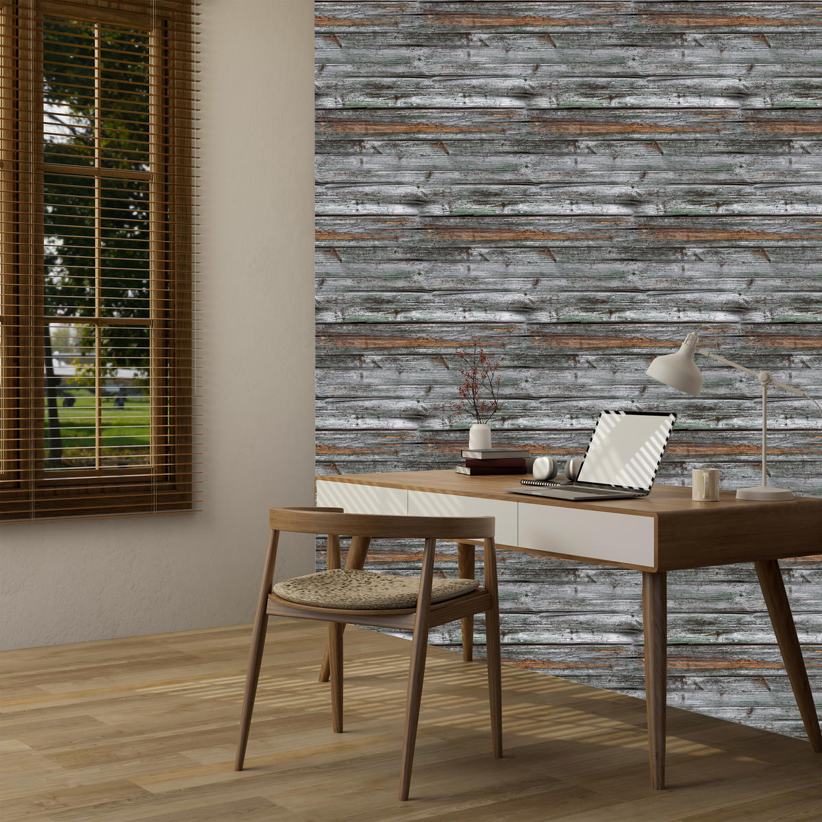 VLIESTAPETE Holzbretter im Retro-Stil – Grau, Braun – 50x1000 cm - Braun/Grau, Papier (50/1000cm) - Muralo