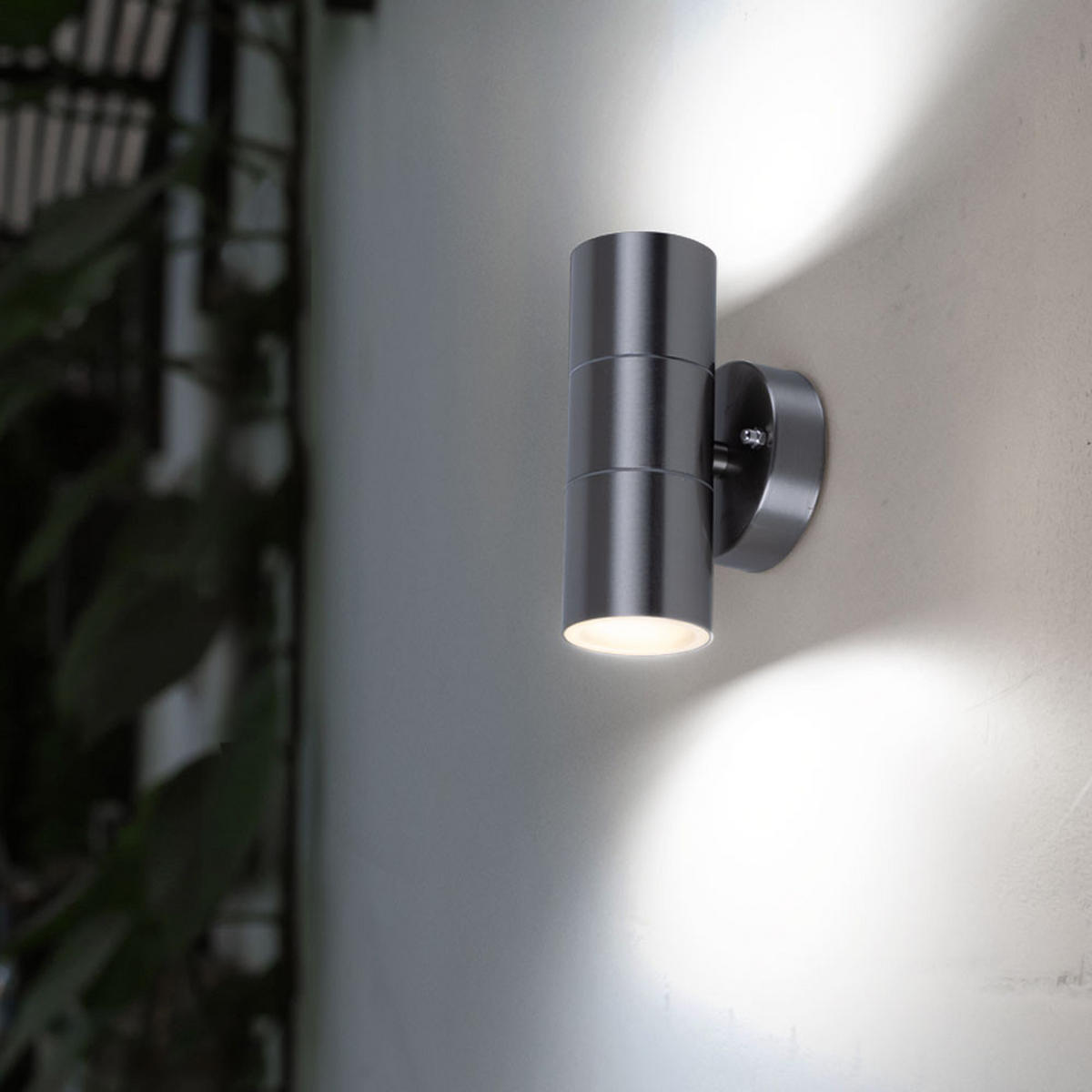 LED AUSSEN-WANDLEUCHTE Edelstahl Silber 3er Set - Silberfarben, Glas (6/16/9.3cm)