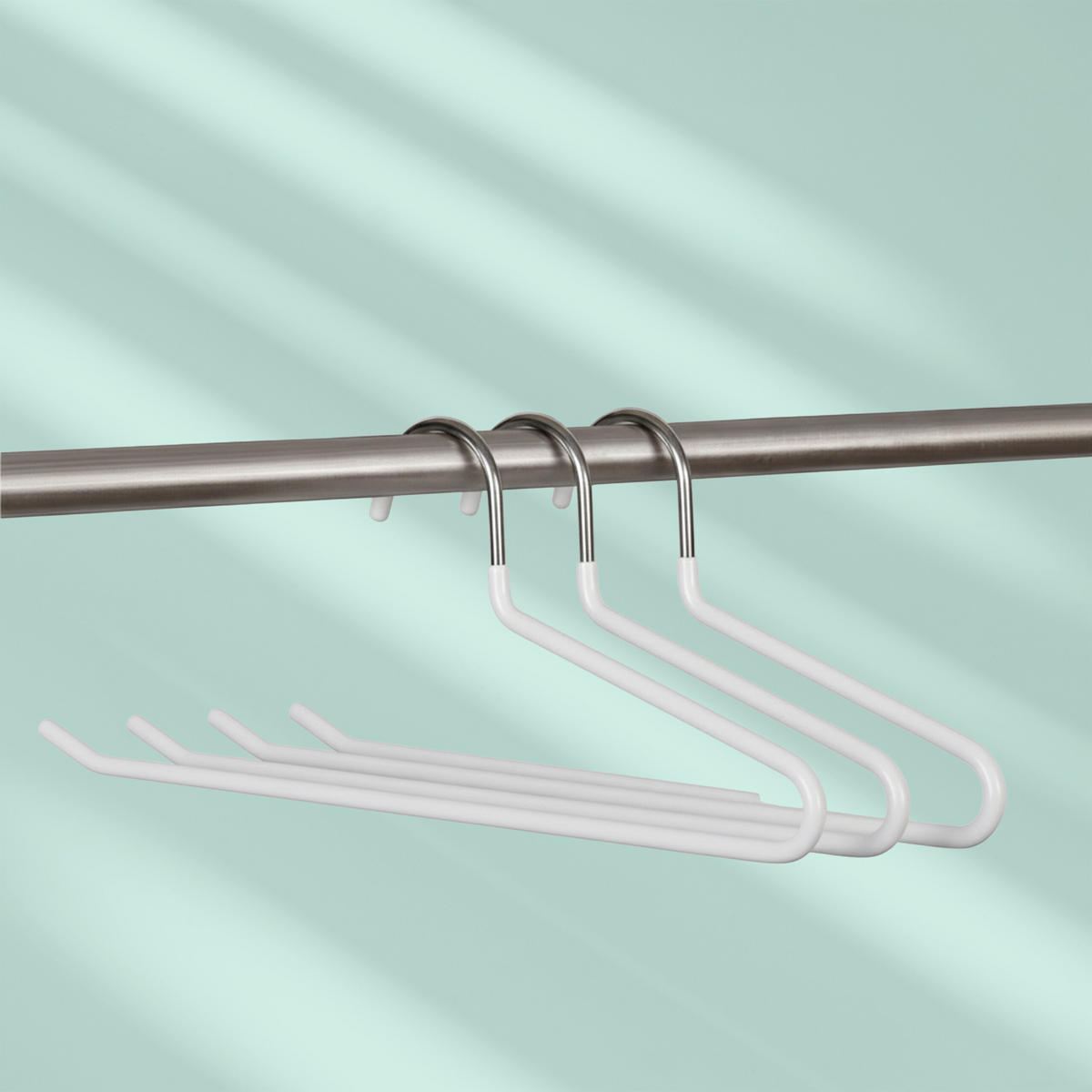 SET obešalnikov za hlače - bela, kovina/umetna masa (35/17.5/0.5cm) - Relaxdays
