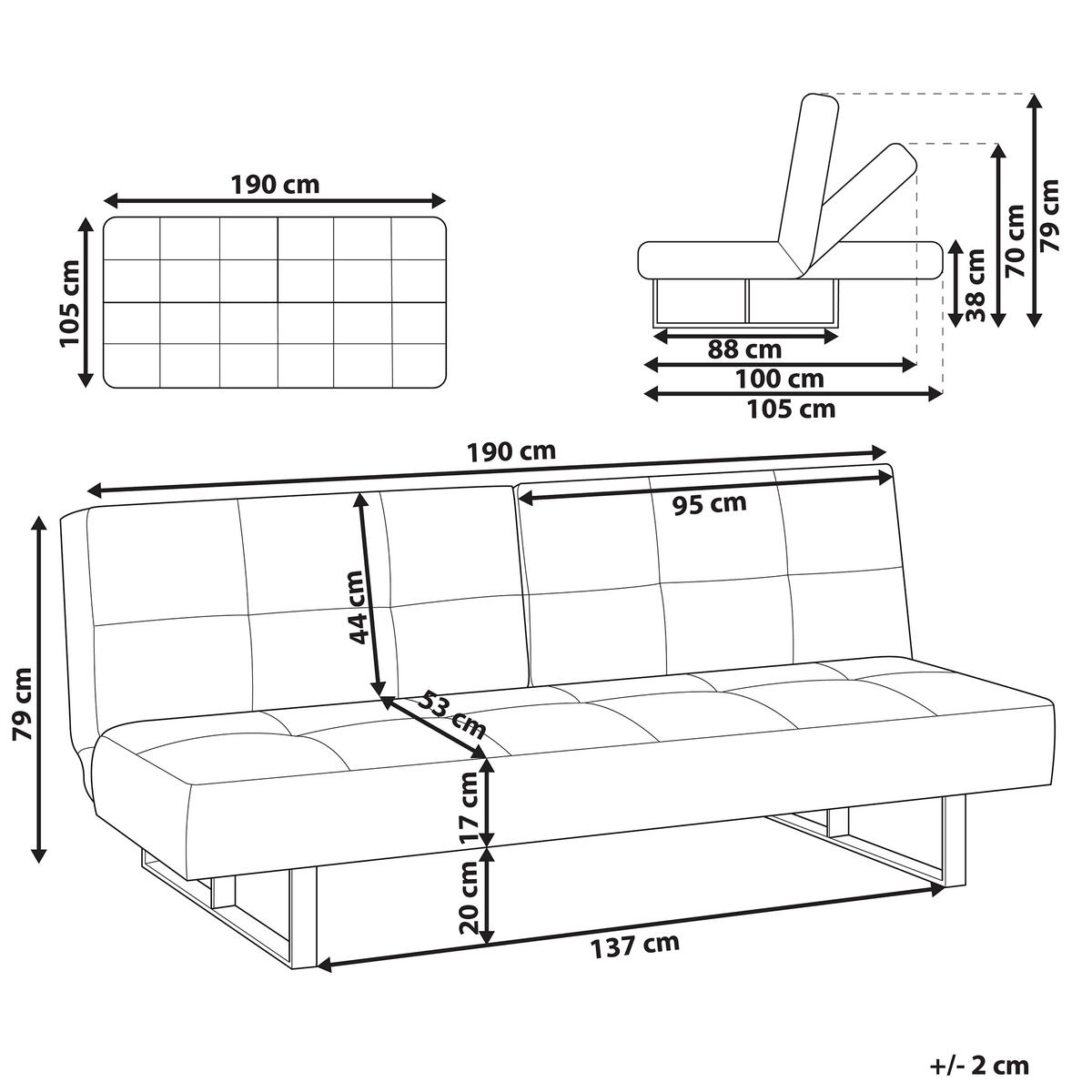 3-SITZER-SCHLAFSOFA grün Dublin - Silberfarben/Grün, Textil (190/38/88cm) - Beliani