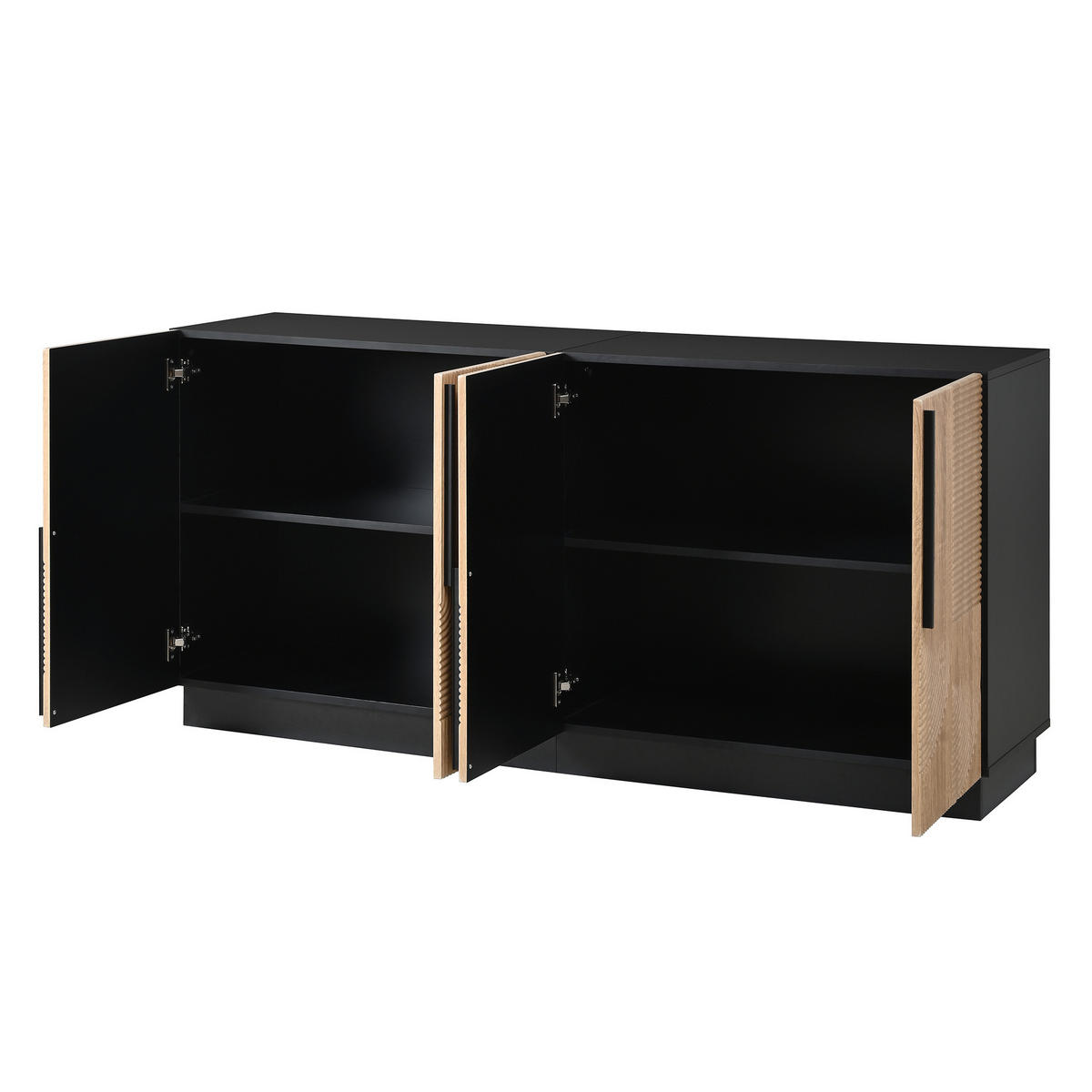 SIDEBOARD 4 Türen Relieffront Metallgriffe MDF Schrank Modern - Multicolor, Holzwerkstoff (160/76/42cm) - FLIEKS