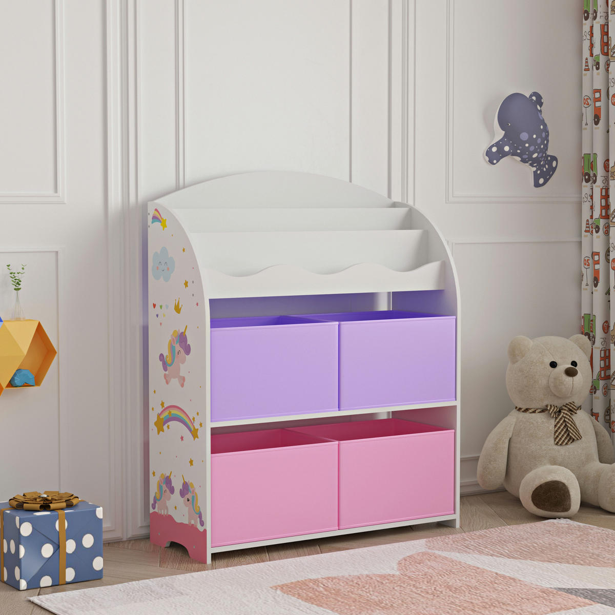 KINDERREGAL Orust - Lila/Weiß, Holzwerkstoff (82.5/97.5/29.5cm) - [en.casa]