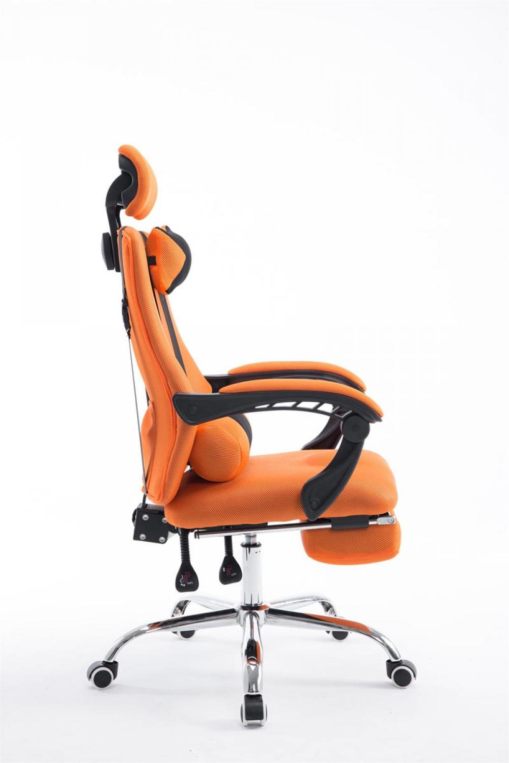 CHEFSESSEL Lederlook orange - Chromfarben/Orange, Textil/Metall (60/120/63cm) - CLP