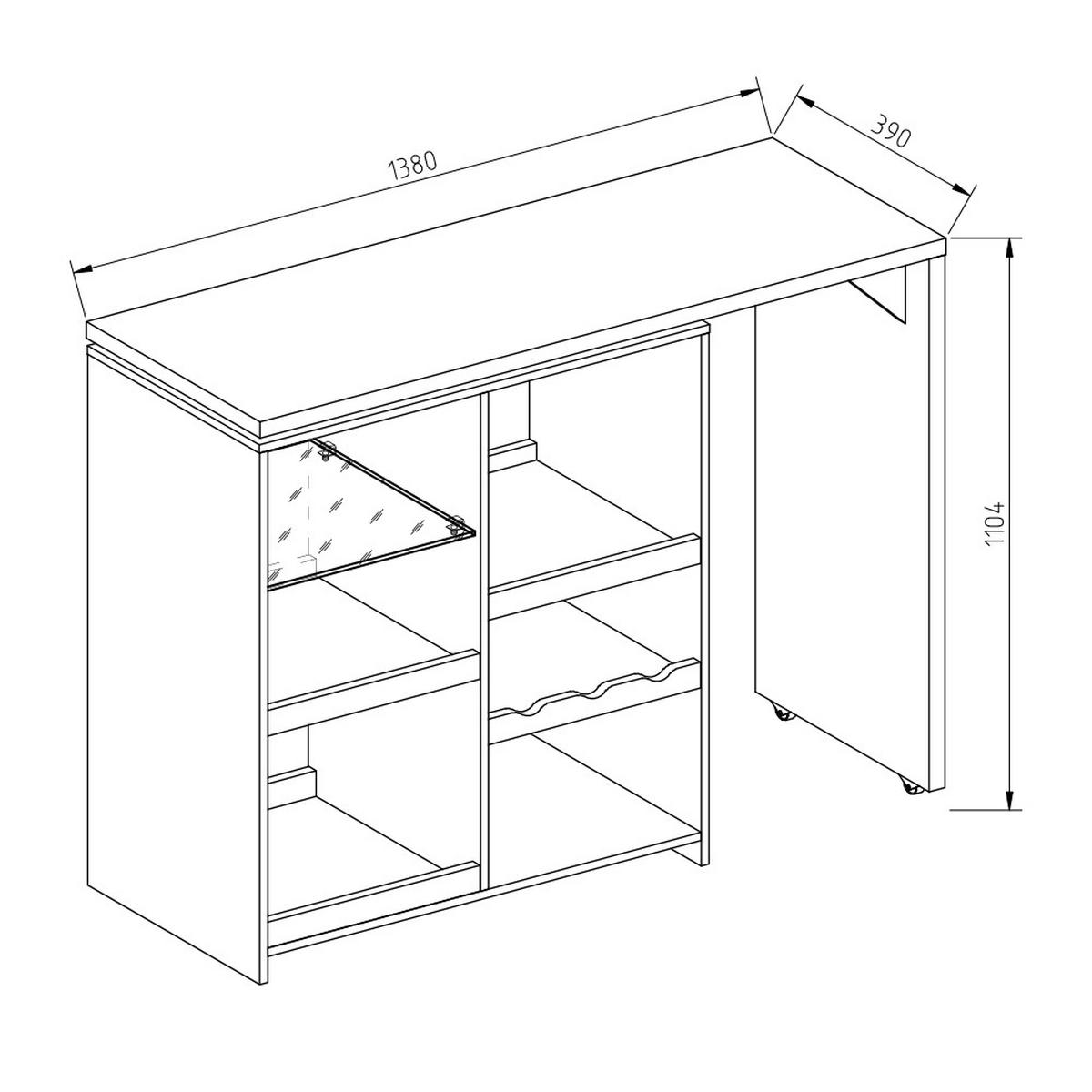 BARTISCH Vega Weiß 138 x 39 cm - Weiß, Holzwerkstoff (138/110.4/39cm) - Vicco