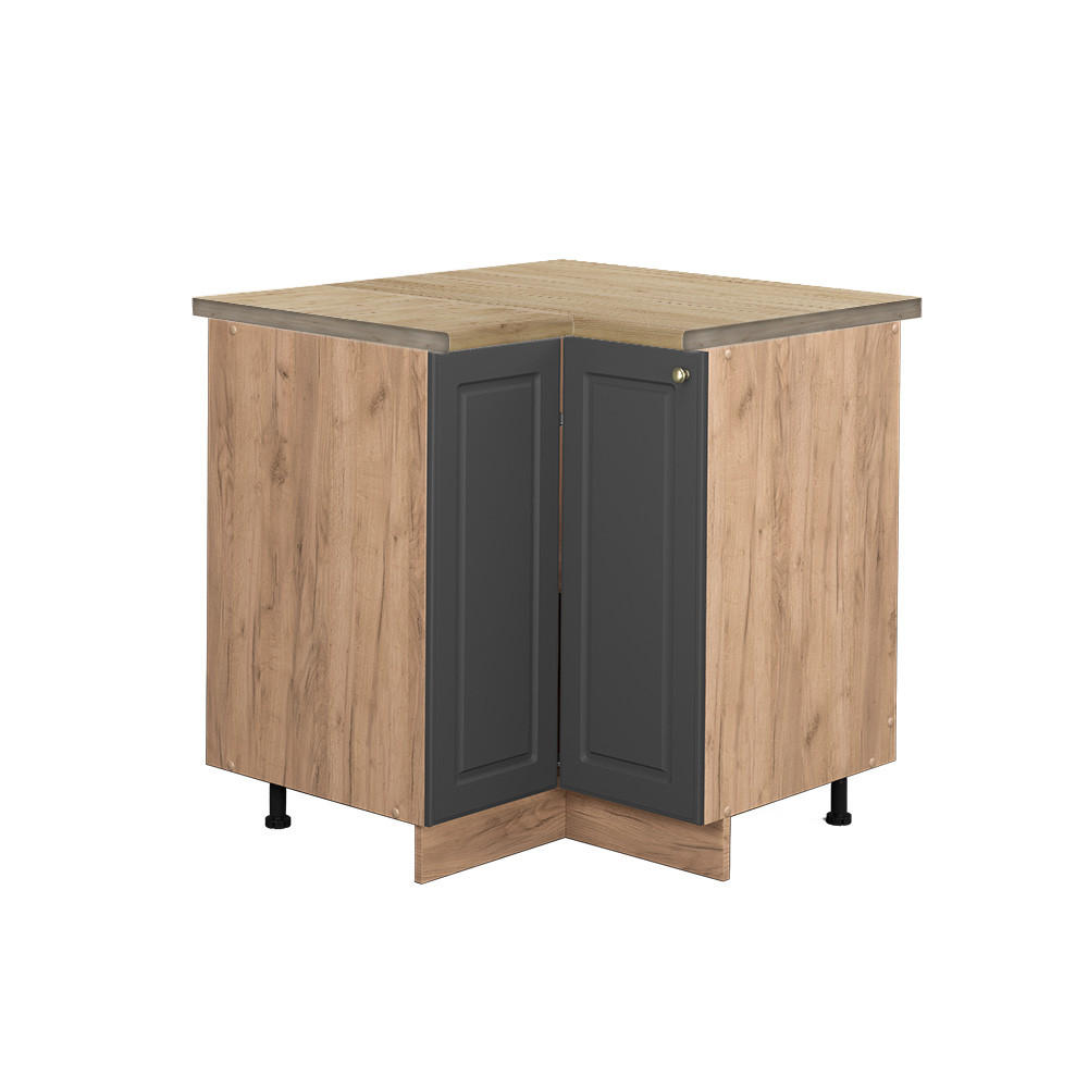 ECKUNTERSCHRANK Fame-Line Anthrazit-Gold 80.5 cm, AP Eiche - Honigeiche/Anthrazit, Holzwerkstoff (80.5/82/60cm) - Vicco