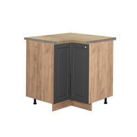 ECKUNTERSCHRANK Fame-Line Anthrazit-Gold 80.5 cm, AP Eiche - Anthrazit/Eiche Wotan, Holzwerkstoff (80.5/82/60cm) - Vicco