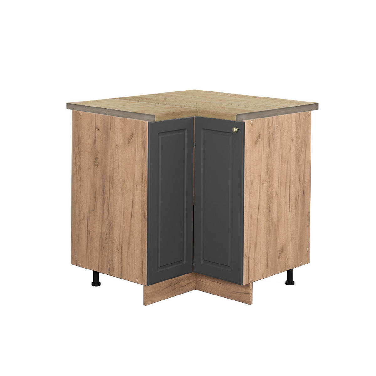 ECKUNTERSCHRANK Fame-Line Anthrazit-Gold 80.5 cm, AP Eiche - Anthrazit/Eiche Wotan, Holzwerkstoff (80.5/82/60cm) - Vicco