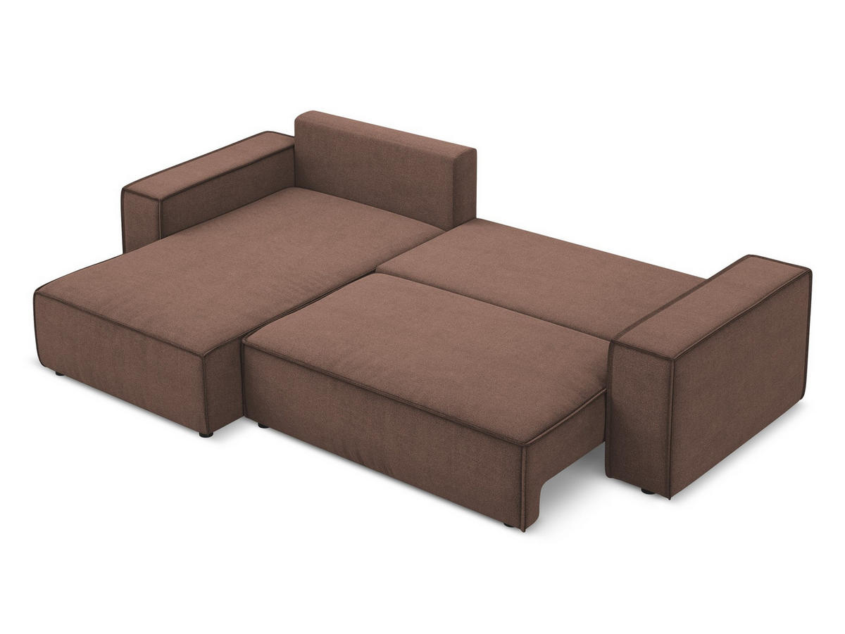 ECKSOFA mit Schlaffunktion Strukturstoff Stoff Pink - Pink/Hellrosa, Kunststoff/Textil (185/290cm) - Makamii
