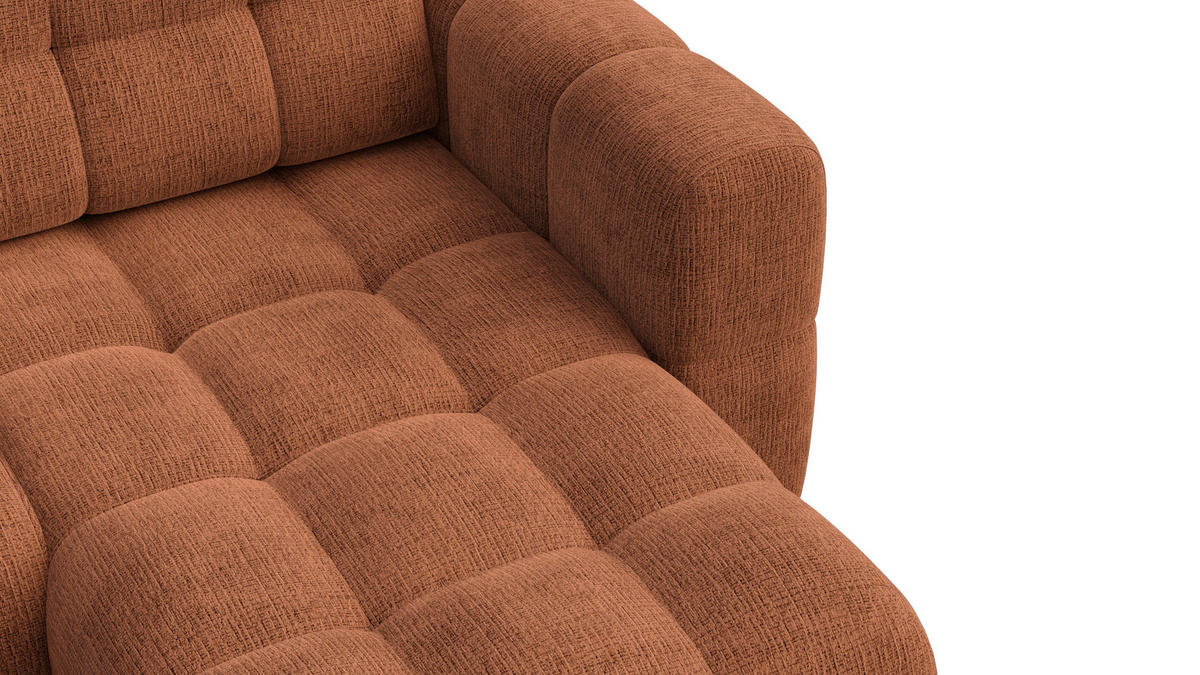 ECKSOFA CLOUDI 4-Sitzer rechts, rostrot - Schwarz/Orange, Holz/Textil (294/160cm) - Courtois Laville