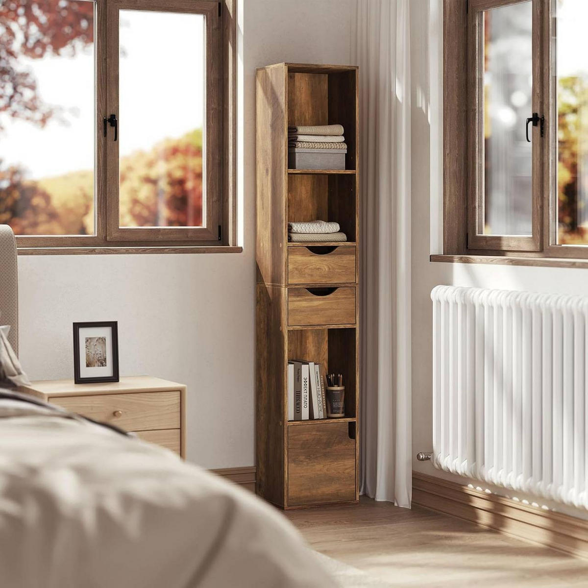 BÜCHERREGAL 30x158x24 cm, Braune Holzoptik - Teakfarben, Holzwerkstoff (30/158/24cm) - Woltu