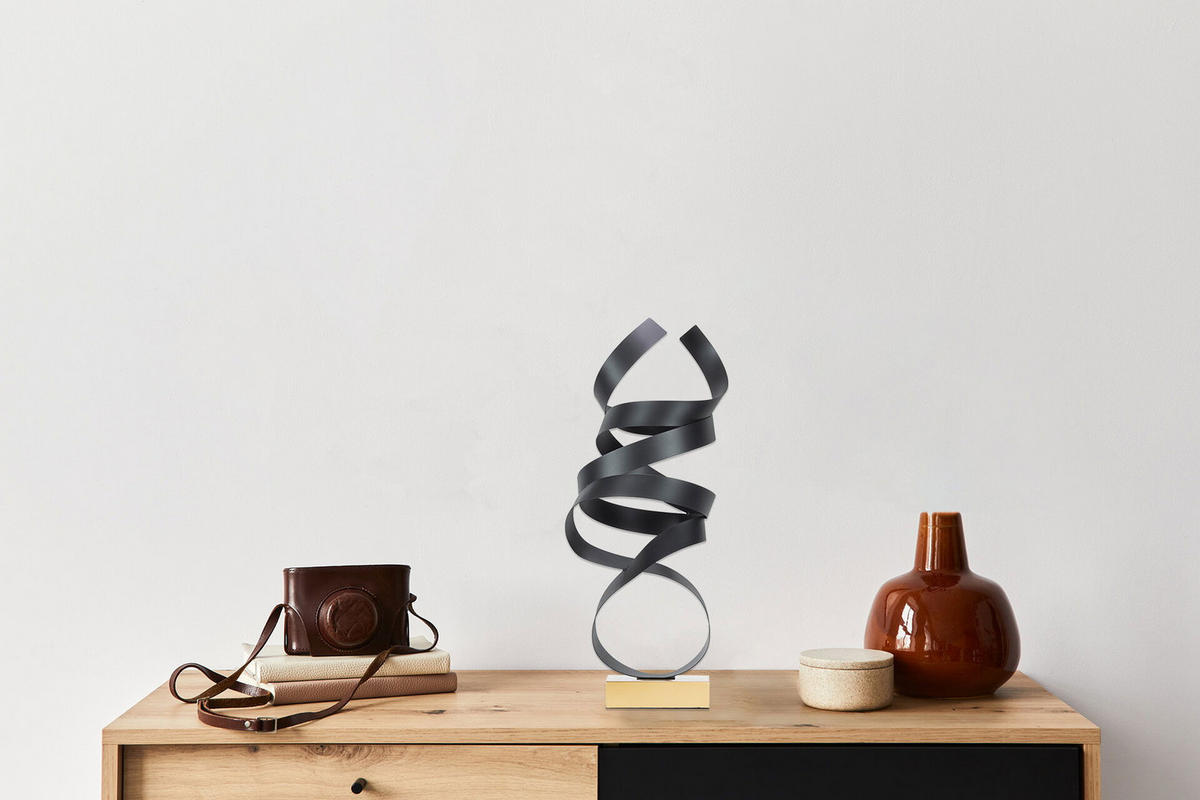 METALLSKULPTUR Schwarz 35/80 cm - Schwarz, Metall (2.5/80/20cm) - KUNSTLOFT