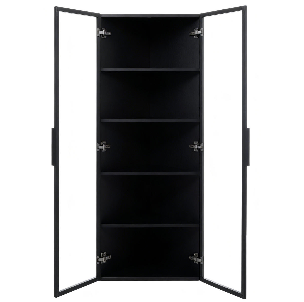 VITRINE 62/35/160 cm aus MDF und Glas mit LED-Beleuchtung Schwarz - Schwarz, Holzwerkstoff (62/160/35cm) - Modenvie
