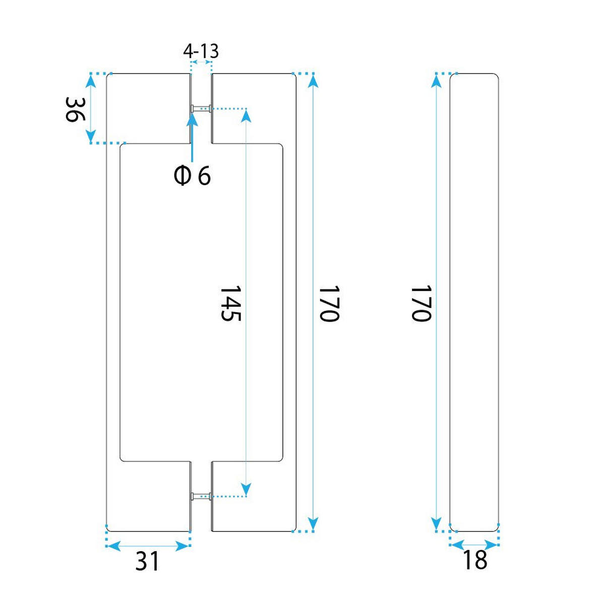 DUSCHTÜRGRIFF Rea 02 Chrome - Chromfarben, Metall (1.8/17cm) - REA