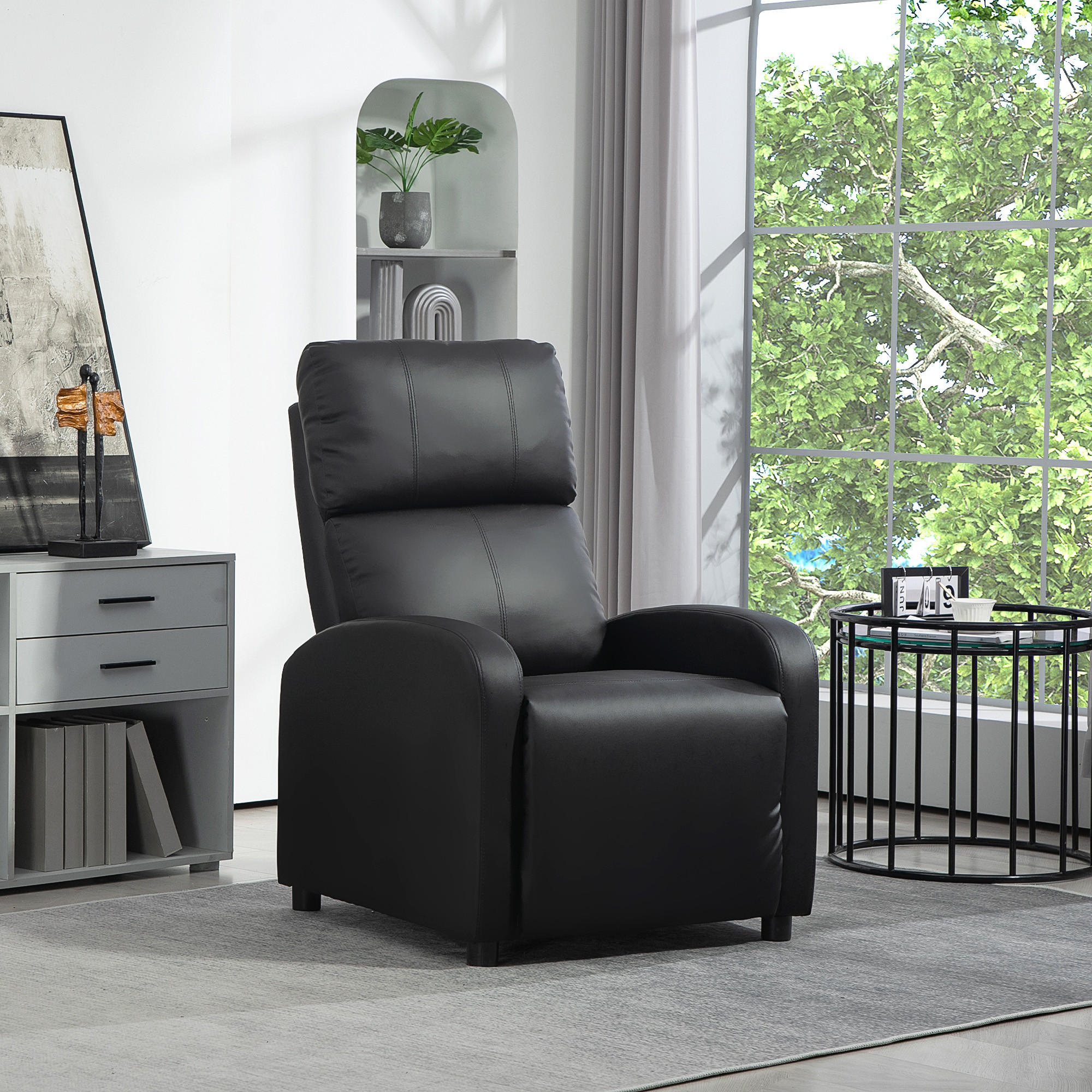 RELAXSESSEL Ruhesessel Sessel Fernsehsessel mit Liegefunktion Kunstleder 2 Farbe - Schwarz, Kunststoff (89.5/104.5/69.5cm) - HOMCOM