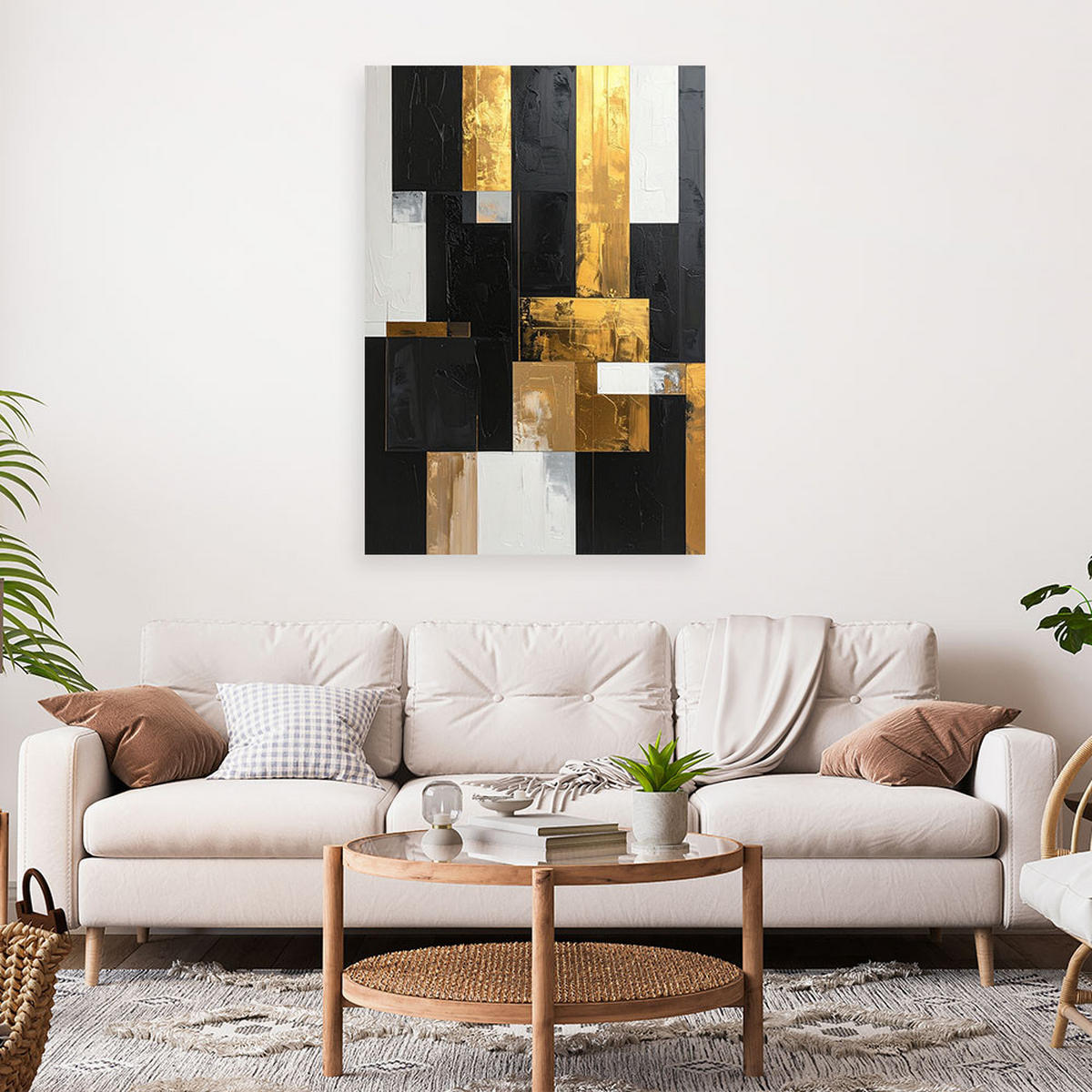 LEINWANDBILD 3D und geometrisch 60x90cm - Goldfarben, Textil (60/90cm) - Feeby