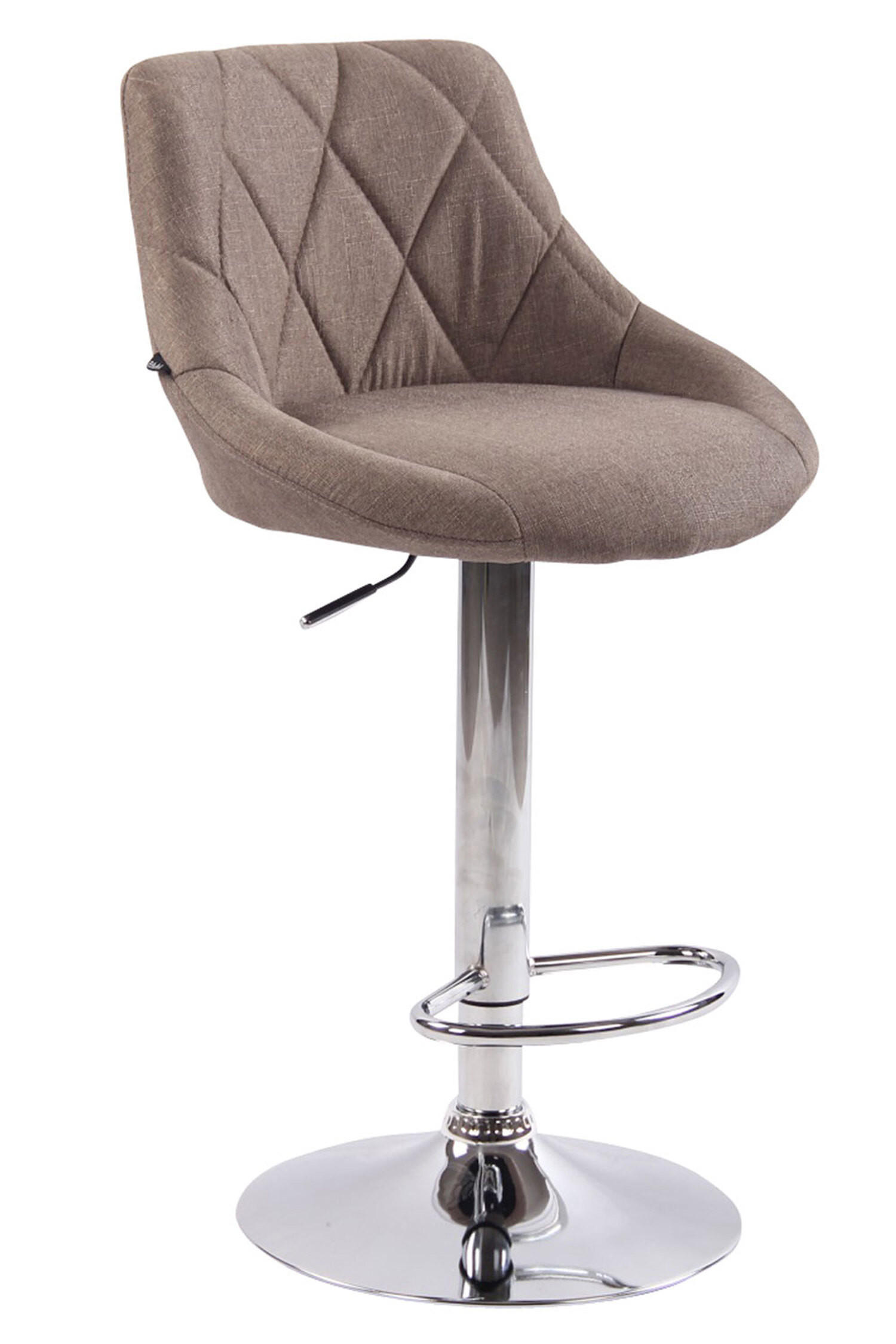 BARHOCKER Lazius, Gestell Metall in Chromoptik, Stoff Taupe - Taupe/Chromfarben, Textil/Metall (46/100/49cm) - TPFLiving