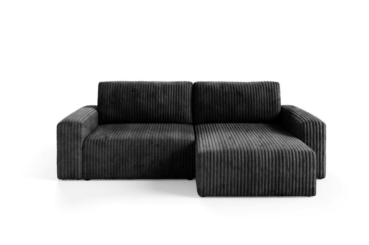 ECKSOFA mit Schlaffunktion Cord Schwarz - Schwarz, Textil (244/149cm) - Furnisell