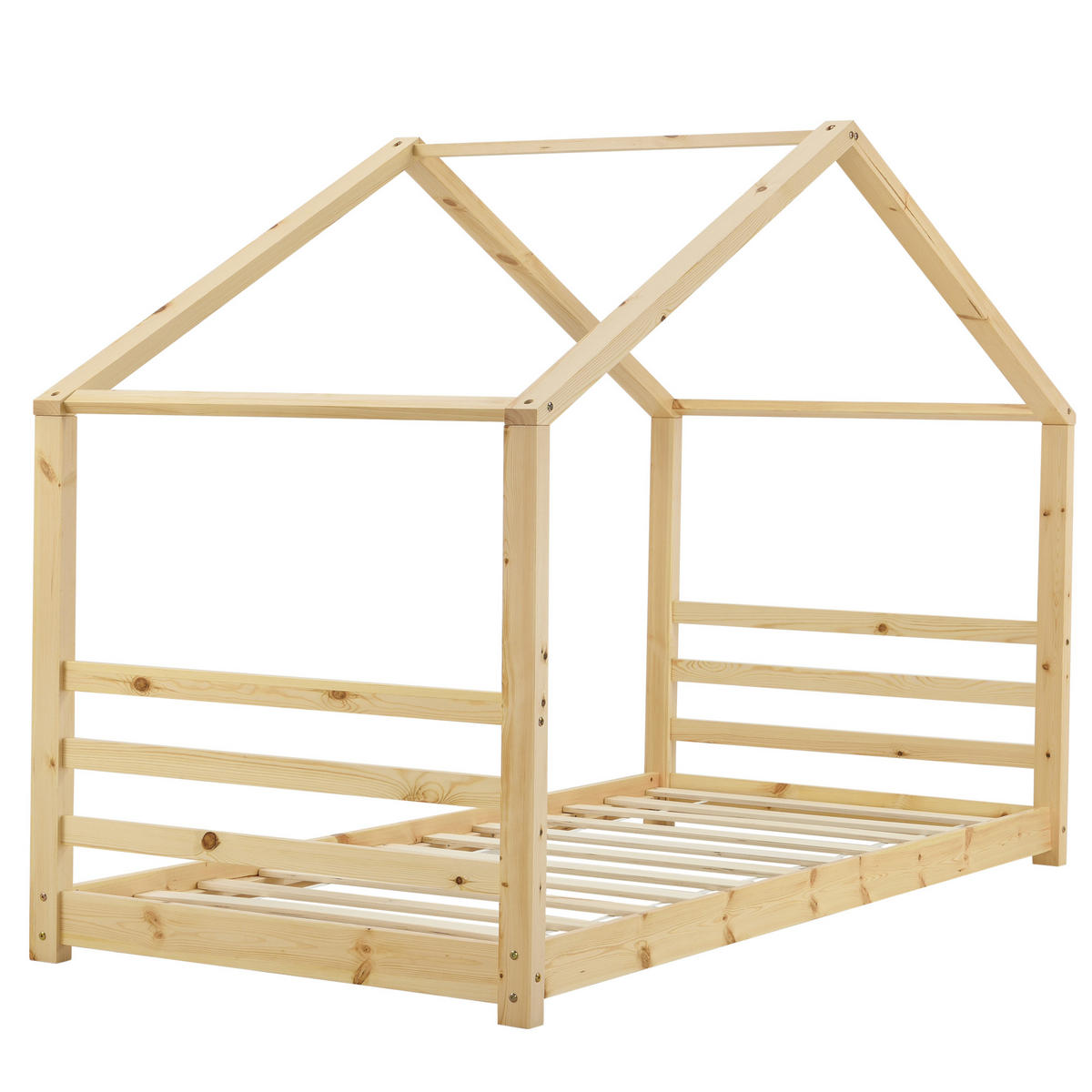 HAUSBETT Vardø - Naturfarben, Holz (90/200cm) - [en.casa]