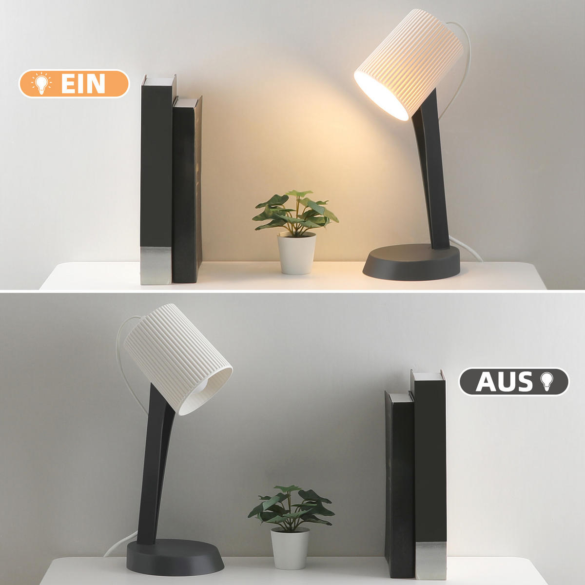 TISCHLEUCHTE Nauman (2er-Set) - Grau, Kunststoff (37.4/14/19.5cm) - Nettlife