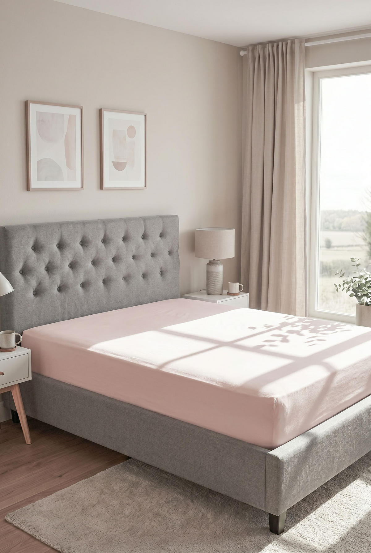 SPANNBETTTUCH Premium Jersey rose, 90x190 cm - 100x200 cm - Rosa, Textil (100/200cm) - biberna