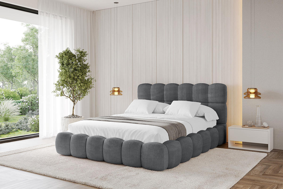 POLSTERBETT mit Bettkasten und Lattenrost, Bett mit Matratze H3/H4 - LEYA 120x200 Dunkelgrau - Anthrazit, Holzwerkstoff/Textil (120/200cm) - ALTDECOR