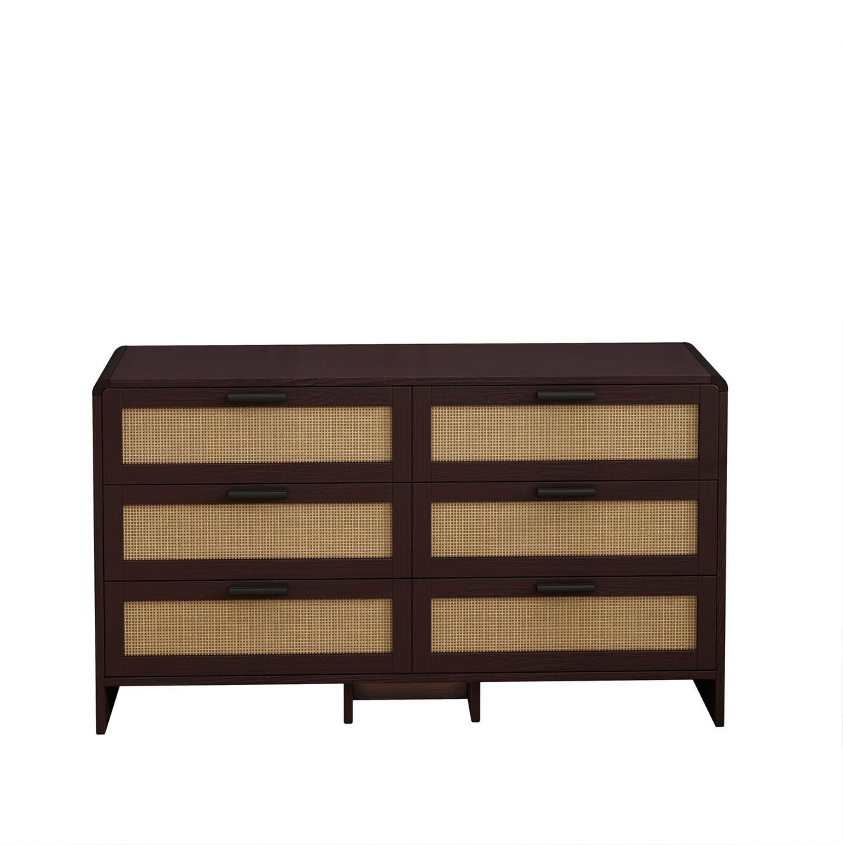 SCHUBLADENKOMMODE 130/40/74 cm mit 6 Schubladen und Rattanfronten – in Rötlichbraun - Braun, Holzwerkstoff (130/74/40cm) - BEAOK