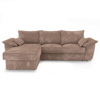 ECKSOFA LINKS Gerippter Samt XXL Taupe 257cm - Taupe, Textil (168/257cm) - Sia Home