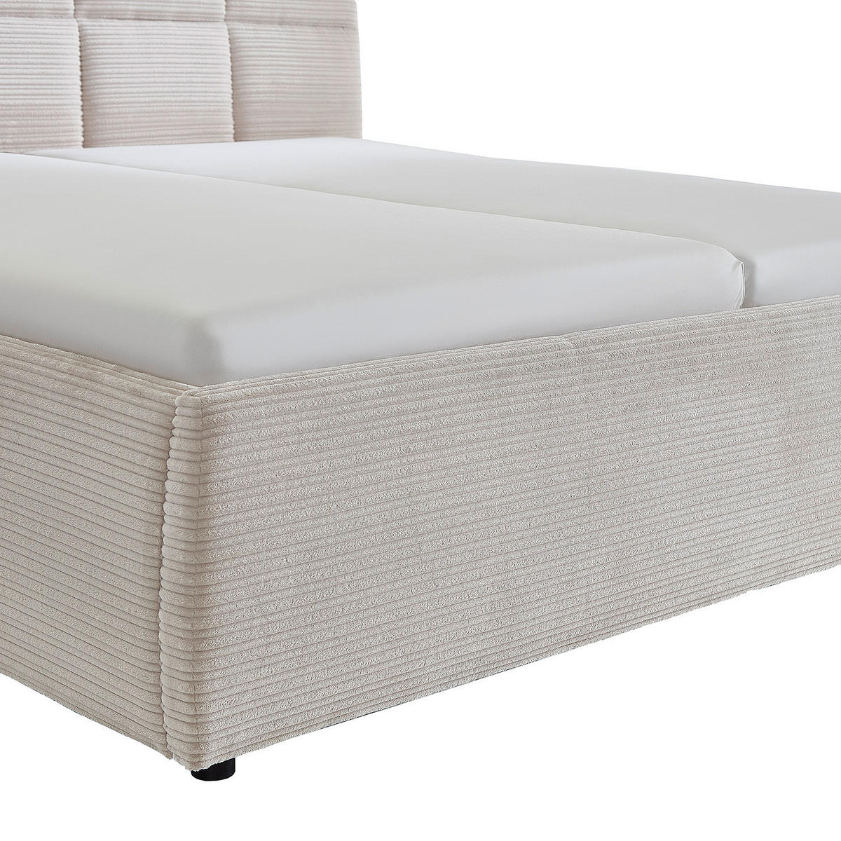POLSTERBETT - Cord - Cremeweiß - Creme, Textil - home24