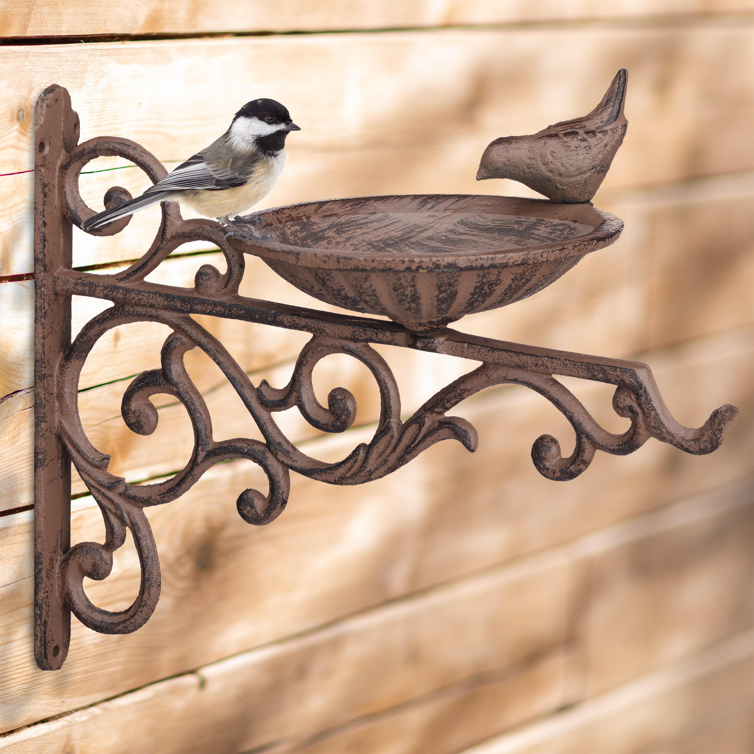 VOGELTRÄNKE - Braun, Metall (28/24/14cm) - Relaxdays