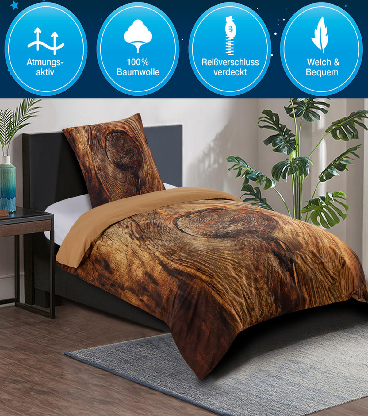 BETTWÄSCHE 2-teilig Rustikal - Beige, Naturmaterialien (135/200cm) - Sanilo