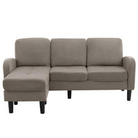 ECKSOFA Baumwoll-Leinenbezug mit Chaiselongue modular Antik Dunkelgrau 166/118/77 cm - Dunkelgrau, Textil (166/118cm) - Redom