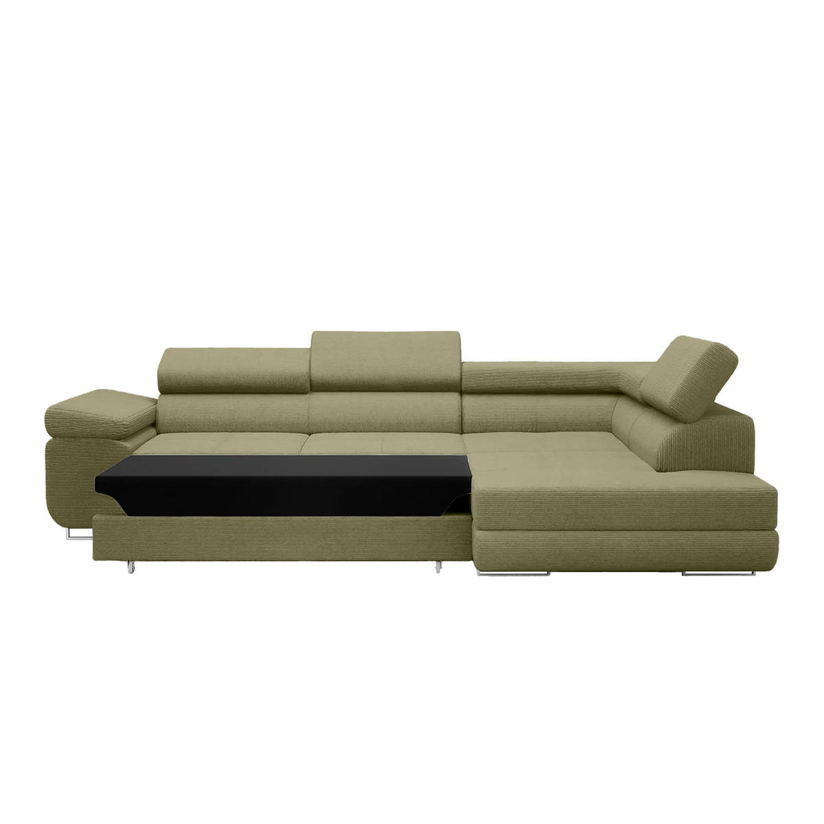 ECKSOFA Warton mit Schlaffunktion, Olive - Olivgrün, Textil (275/202cm) - Fedve