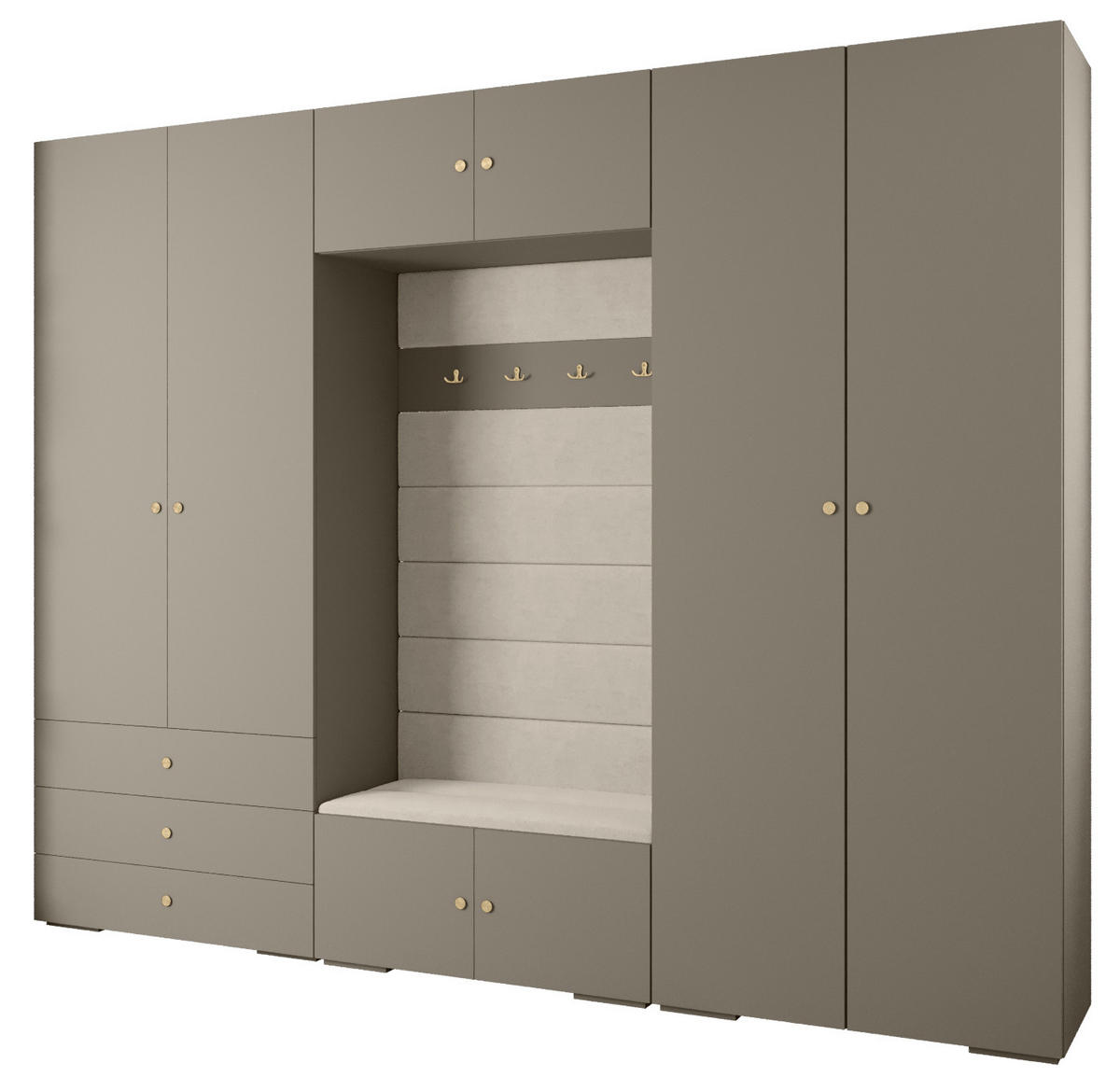 GARDEROBEN-SET 236,7/300/47 - Kaschmir/Goldfarben, Holz/Kunststoff (300/236.7/47cm) - Abiks Möbel