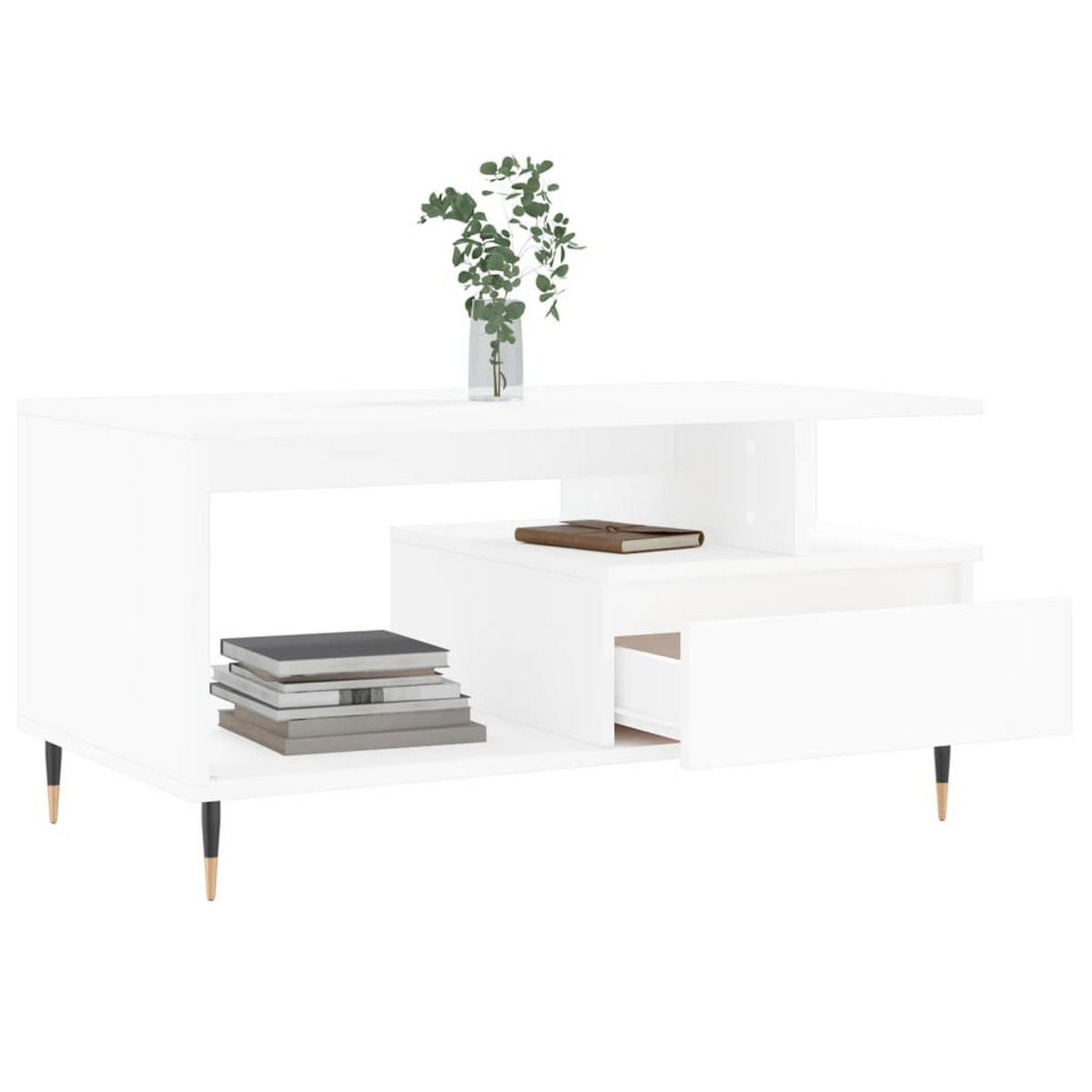 COUCHTISCH Weiß 90x49x45 cm Holzwerkstoff - Weiß, Holzwerkstoff (49/90/45cm) - furnicato