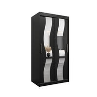 SCHWEBETÜRENSCHRANK 200/100/62 2-türig - Silberfarben/Schwarz, Holz/Kunststoff (100/200/62cm) - MÖBEL KRYSPOL